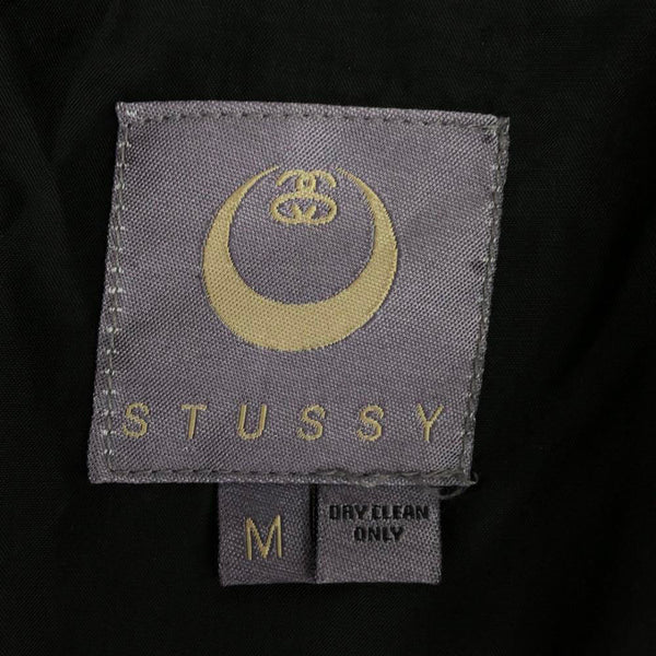 ステューシー 90s 00s USA製 オールド 刺繍 トレンチコート M ブラック STUSSY 裏地付き ウエストベルト レディース