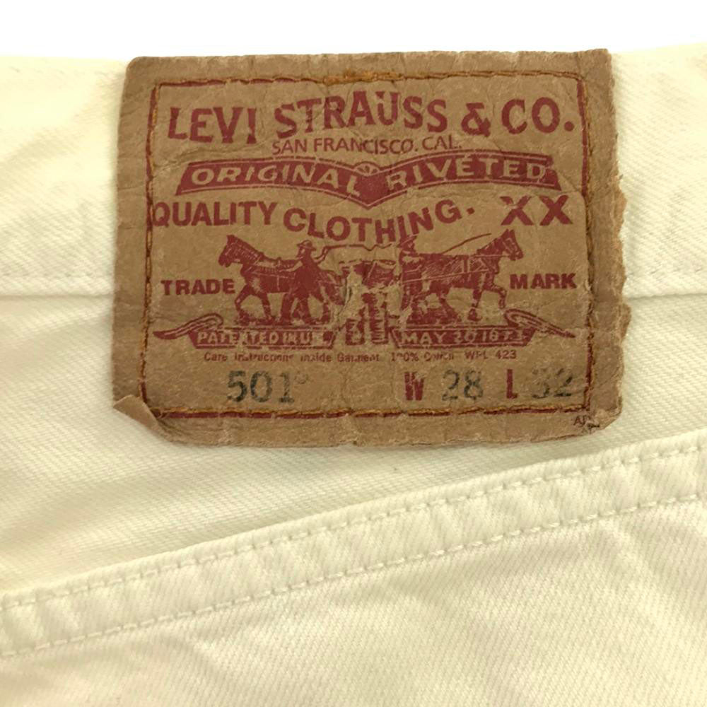 リーバイス 501 ロゴワッペン ホワイト デニムパンツ w28 ホワイト Levi's 赤タブ ボタンフライ ジーンズ メンズ