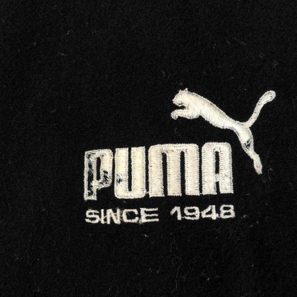 PUMA プーマ 90s オールド ヒットユニオン ロゴ刺繍 ウールブレンド スタジャン 150 ブラック×グリーン バック刺繍 キッズ
