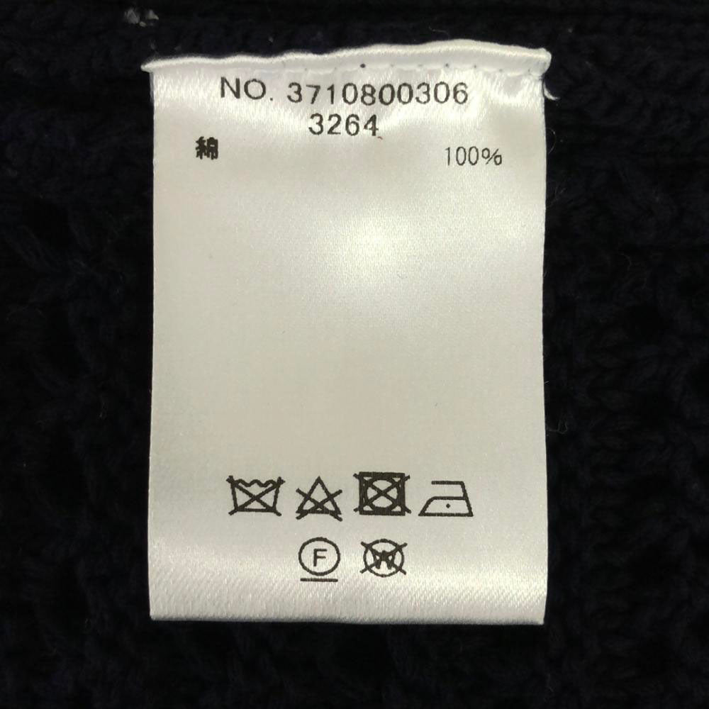 ebure エブール ミックスパターン コットン ニットベスト ネイビー シアーニットベスト レディース