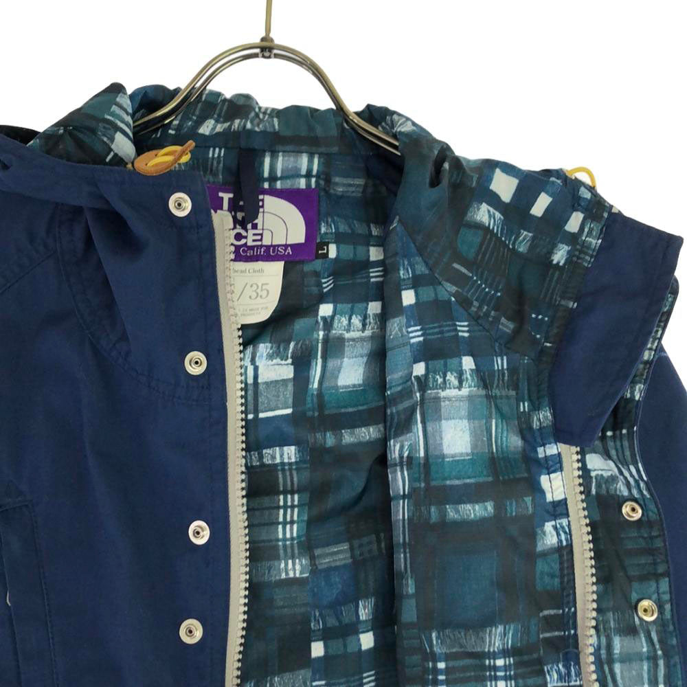 THE NORTH FACE ザノースフェイス NP2107 フード付き アウトドアジャケット L ブルー 裏地チェック柄 アウトドア NP2107N メンズ