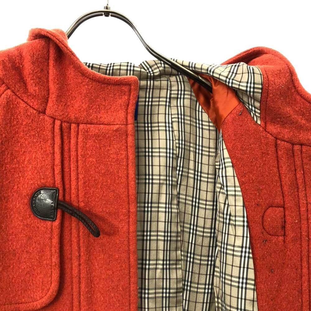 バーバリーロンドンブルーレーベル 三陽商会 ウールブレンド ダッフルコート 38 オレンジ 裏チェック レディース