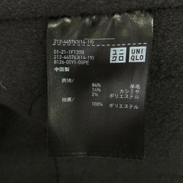 ユニクロ プラスジェイ ウールカシミヤブレンド ノーカラー ガウンコート M ダークグレー UNIQLO +J レディース