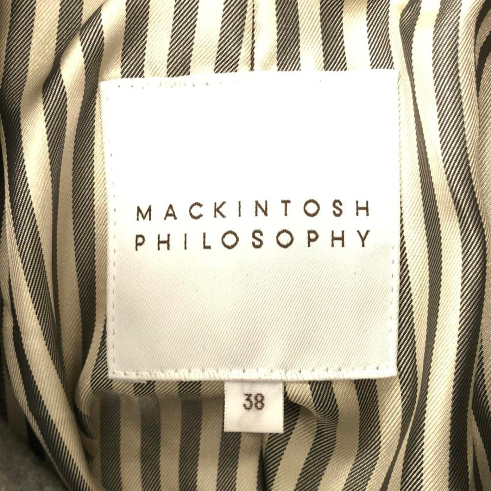 MACKINTOSH PHILOSOPHY マッキントッシュフィロソフィー ウールブレンド 三陽商会 コート 38 グレー ネックベルト 丸襟 レディース