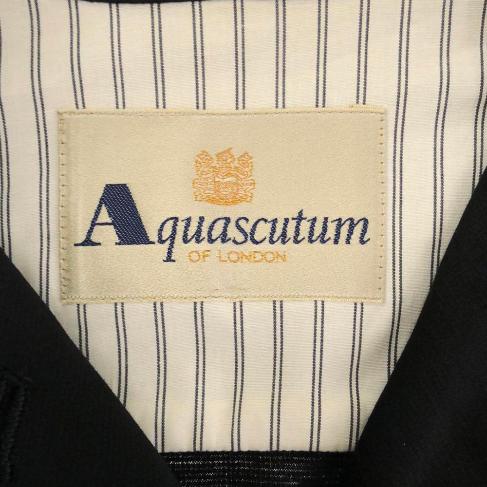 Aquascutum アクアスキュータム 日本製 ステッチ入り スカートスーツ 上下 セットアップ 11 ブラック ストレッチ入り スカート後ジップ レディース