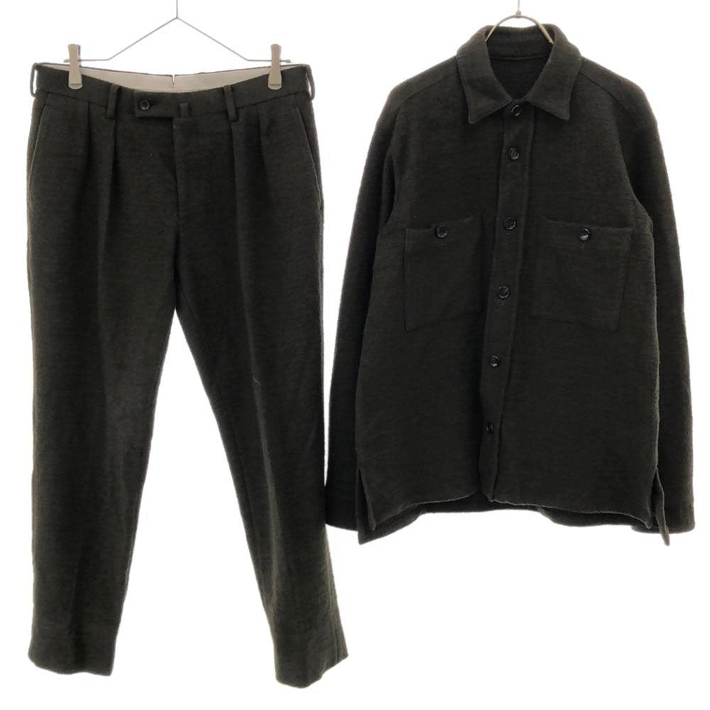 heliopole エリオポール 日本製 シャツジャケット 上下 セットアップ 46 カーキ メンズ