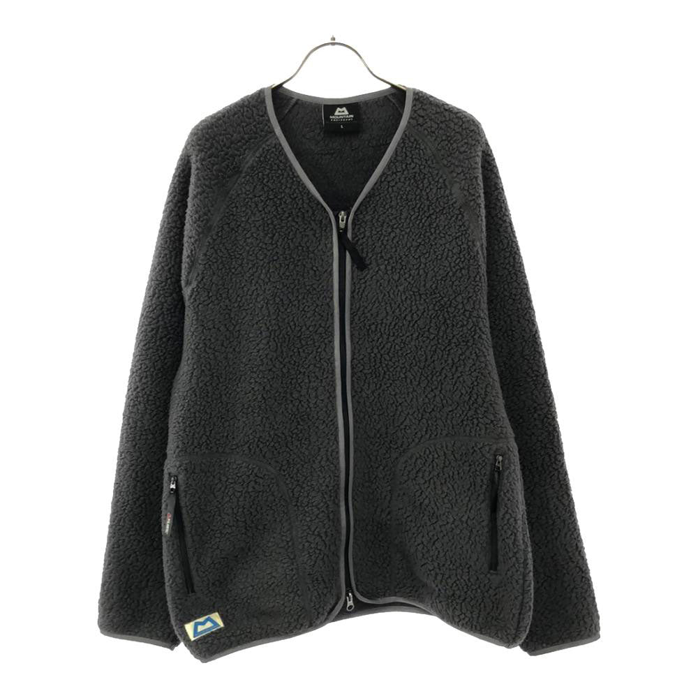 MOUNTAIN EQUIPMENT マウンテンイクイップメント ロゴワッペン ノーカラー Vネック ボアジャケット L グレー POLPRTEC メンズ