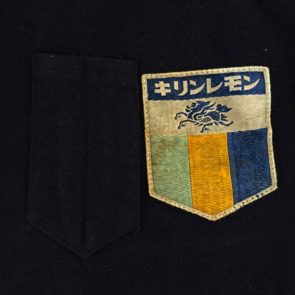 Kirin Lemon キリンレモン ジャパンヴィンテージ ワッペン ジップジャケット 小 ネイビー バック刺繍 キリンレモン エルボーパッチ メンズ