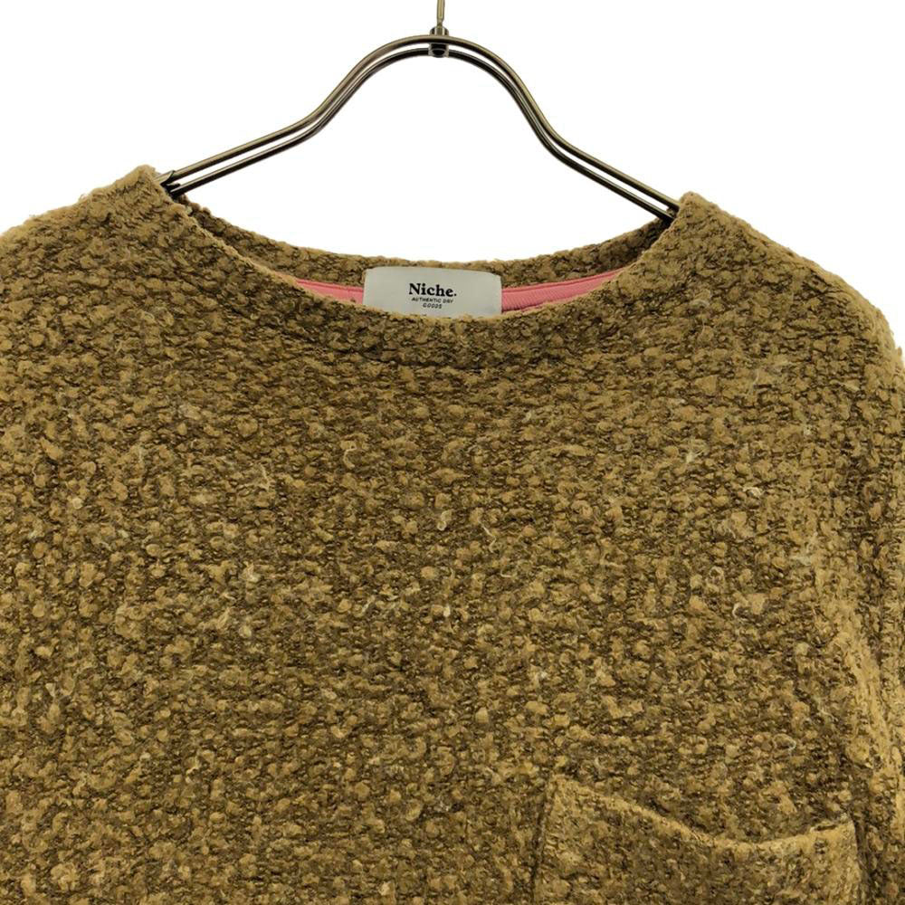 niche. ニッチ 日本製 7分袖 ニット ブラウン系 セーター レディース