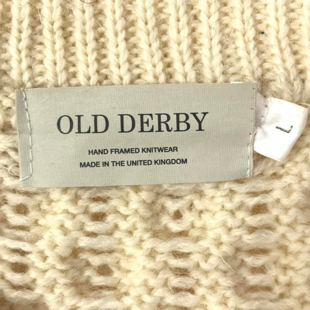 オールドダービー イギリス製 ウール 長袖 セーター _ ホワイト ケーブル編み ニット メンズ