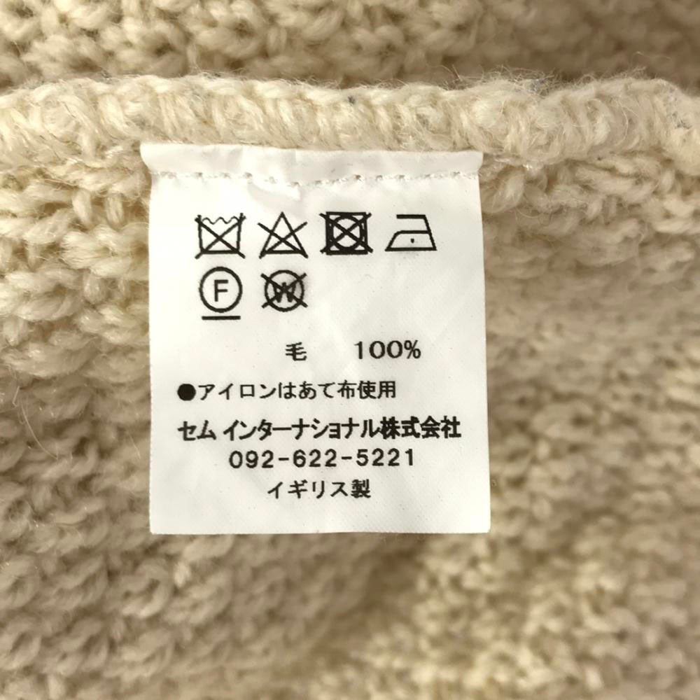 オールドダービー イギリス製 ウール 長袖 セーター _ ホワイト ケーブル編み ニット メンズ