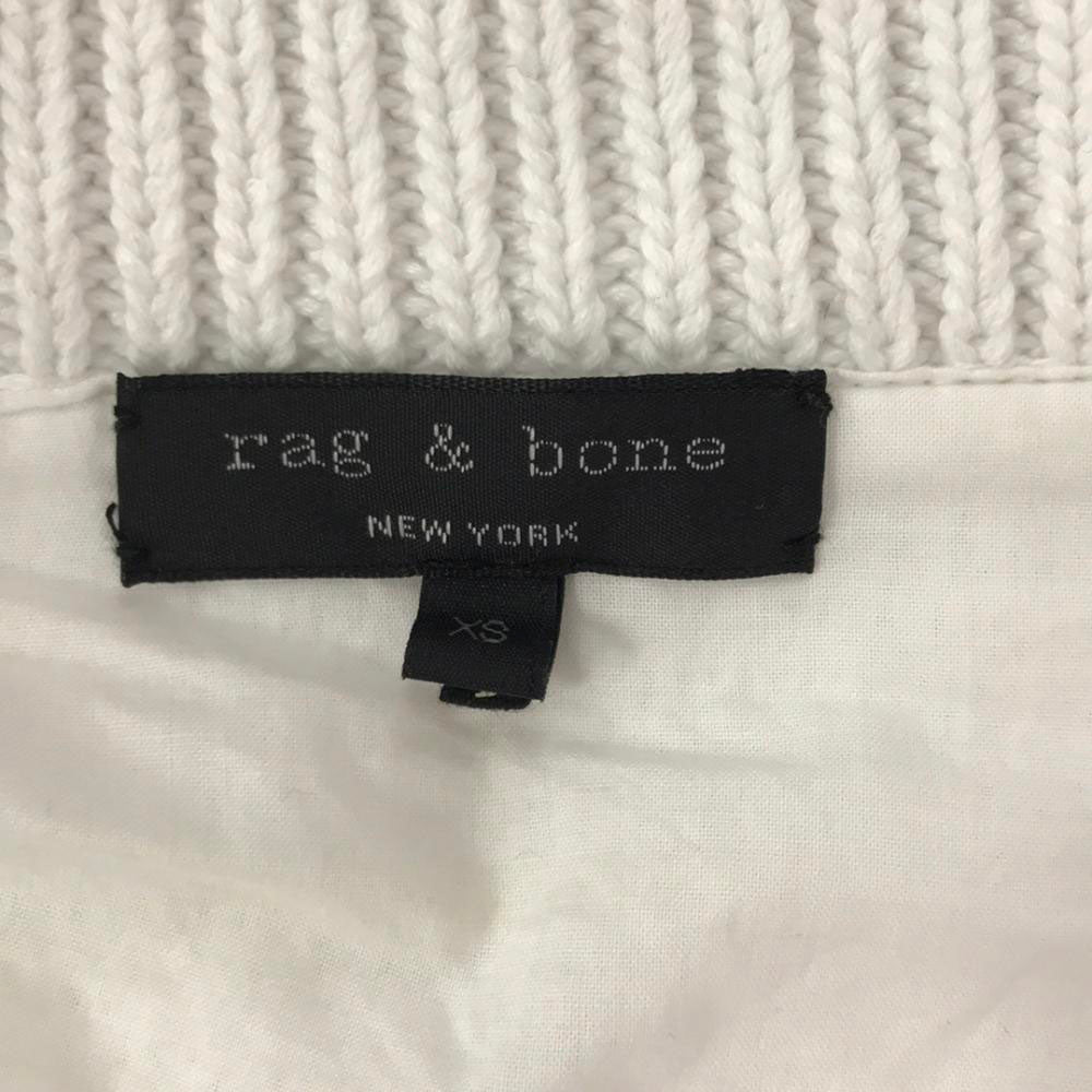 ラグアンドボーン ニューヨーク 長袖 クルーネック コットン ニット XS ホワイト rag&bone NEW YORK 裏地付き スリット入り レディース