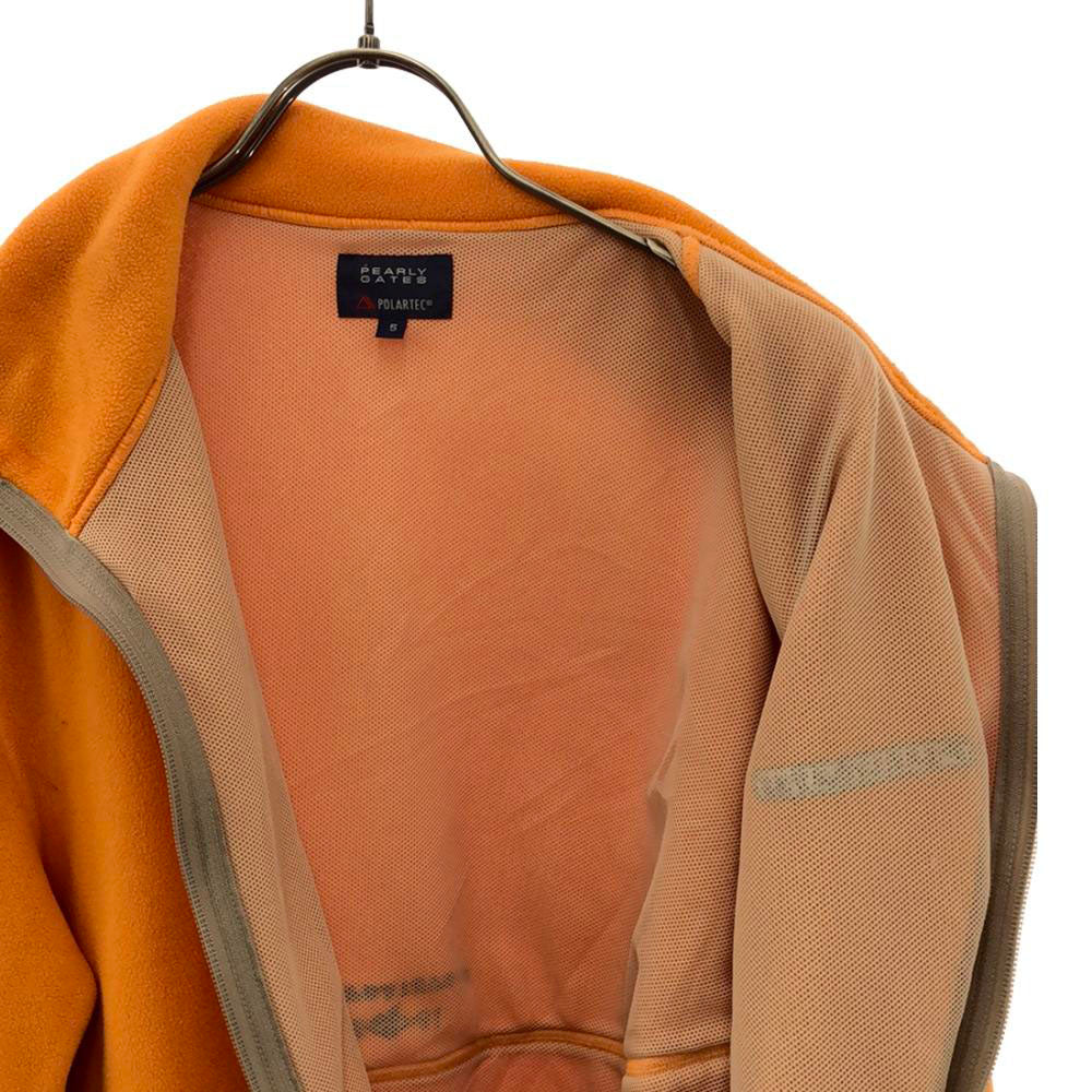PEARLY GATES パーリーゲイツ ロゴ刺繍 ゴルフ フリースジャケット 5 オレンジ 裏メッシュ サムホール メンズ