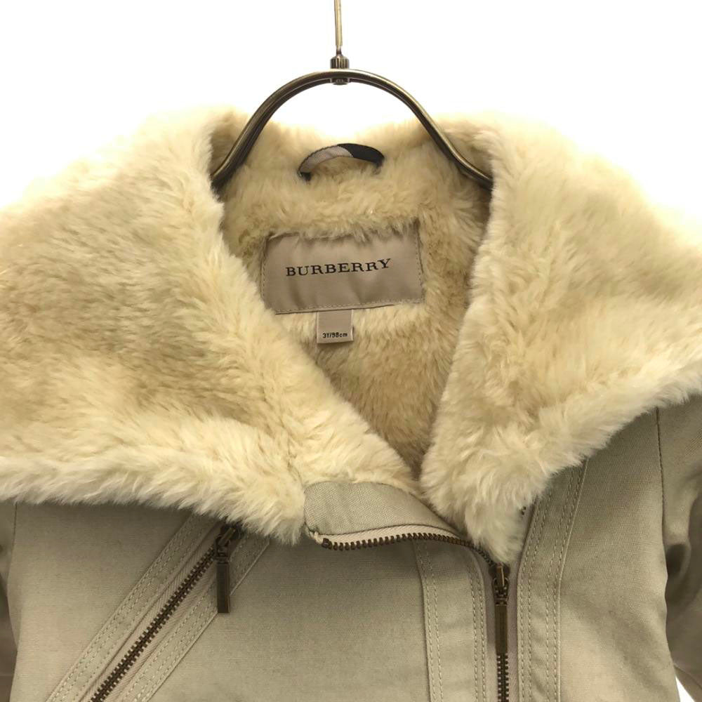 BURBERRY バーバリー ジップ コート 3Y/98cm ベージュ フェイクファー裏地付き キッズ