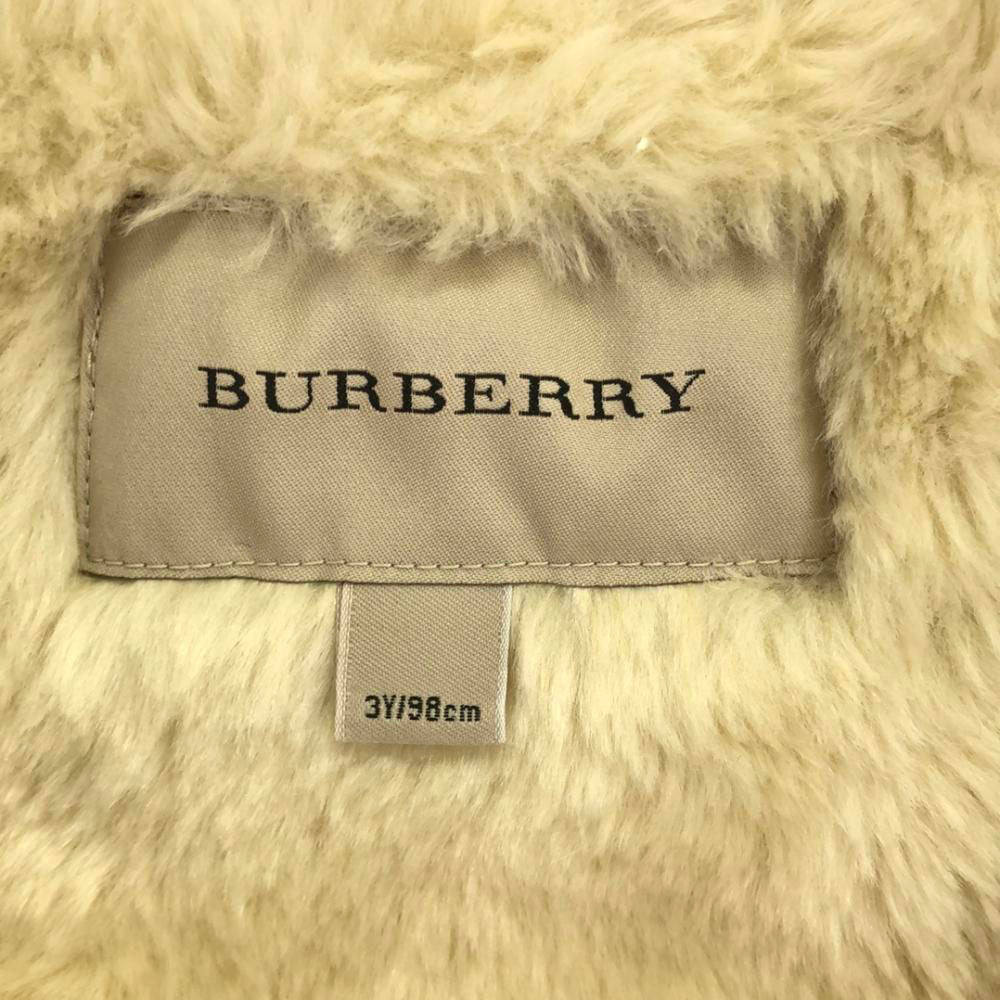 BURBERRY バーバリー ジップ コート 3Y/98cm ベージュ フェイクファー裏地付き キッズ