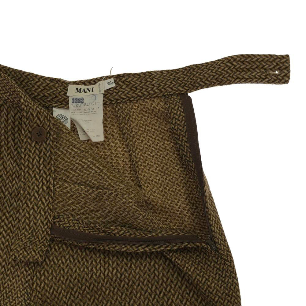 MANI マーニ イタリア製 ヘリンボーン柄 パンツスーツ 上下 セットアップ 40 ベージュ系 肩パット入り レディース