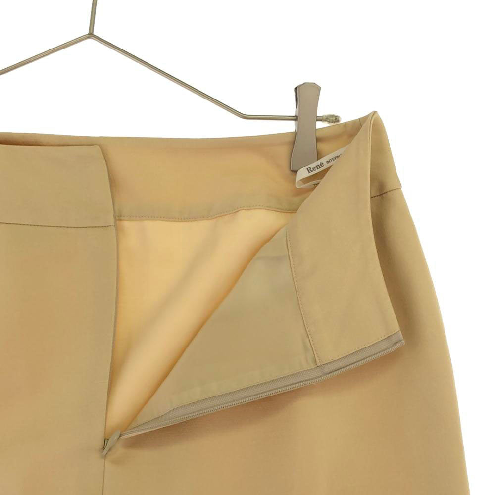 Rene ルネ 日本製 ウール シルクブレンド スカートスーツ 上下 セットアップ 38 ベージュ レディース