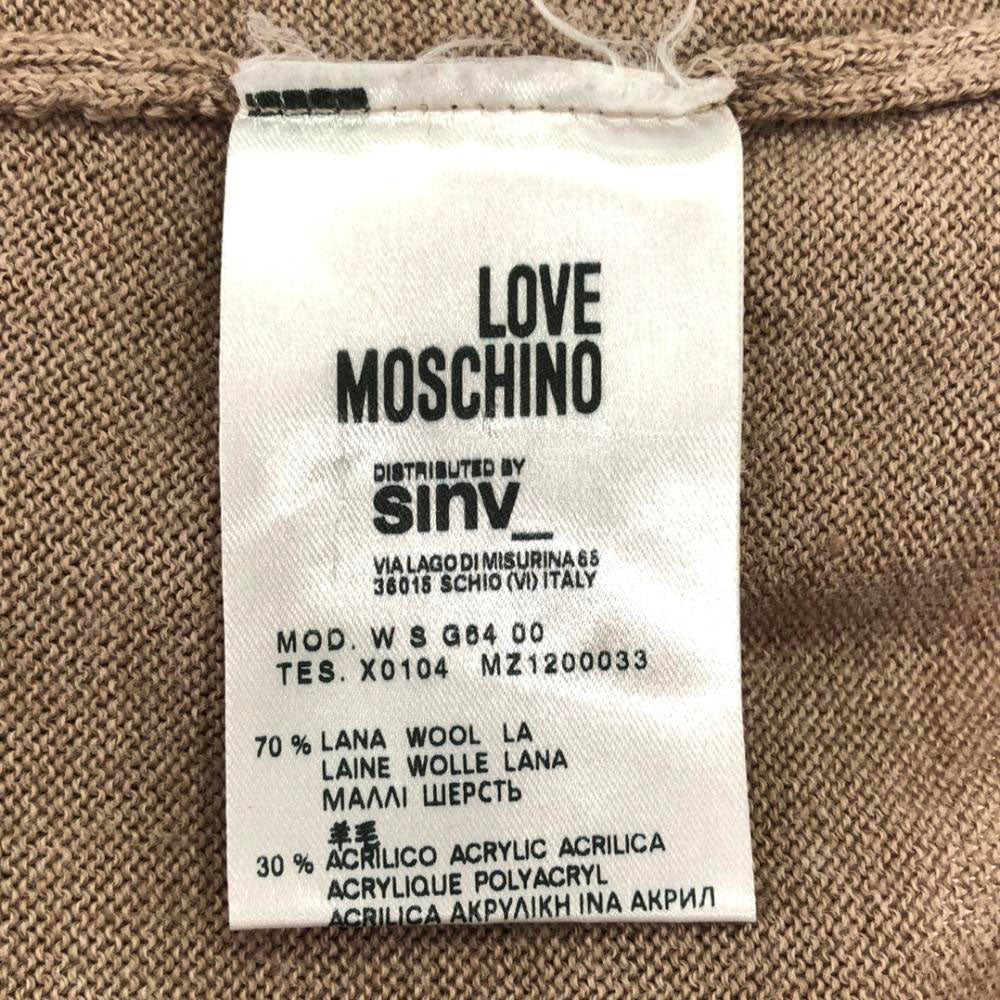 LOVEMOSCHINO ラブモスキーノ ウールブレンド 長袖 ニット 44 ベージュ×ホワイト セーター レディース