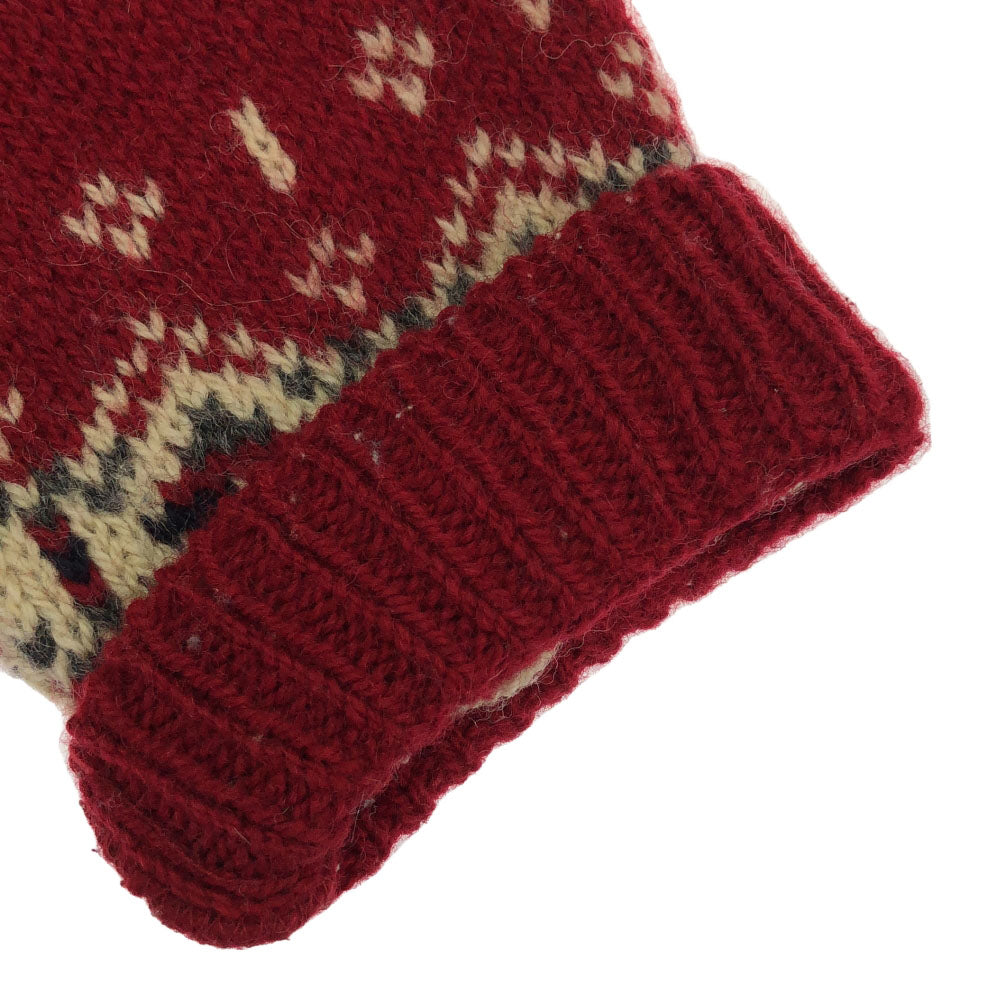 L.L.Bean エルエルビーン 80s USA製 ウールブレンド ヴィンテージ ノルディック柄 長袖 クルーネック ニットカーディガン S レッド系 コンチョボタン レディース