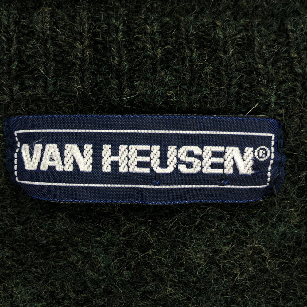 VAN HEUSEN ヴァンヒューゼン 90s ウール オールド 長袖 クルーネック ニット M グリーン セーター メンズ