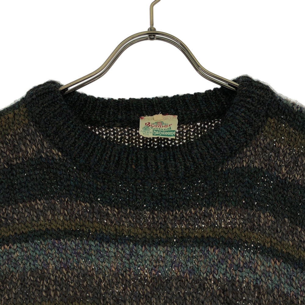 Bonner of Ireland ボナーオブアイルランド 80s 90s ウール オールド ボーダー 長袖 クルーネック ニット L グリーン系 セーター メンズ