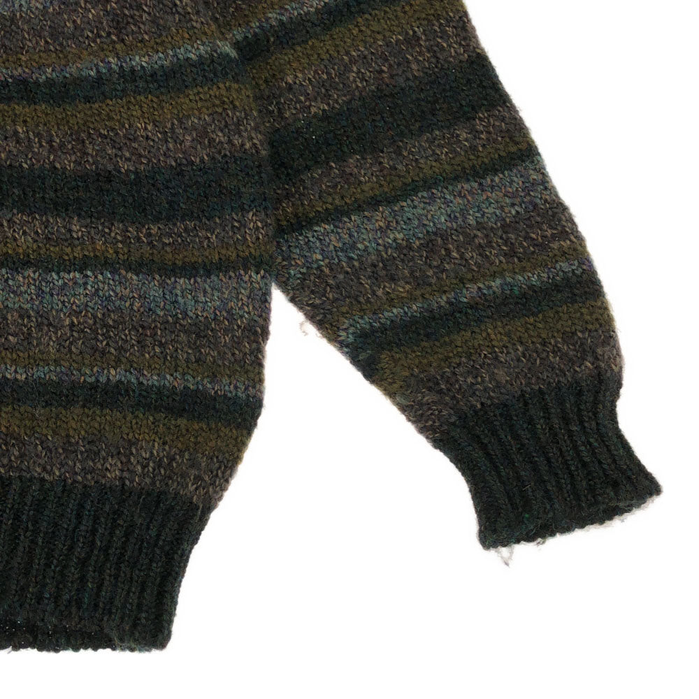 Bonner of Ireland ボナーオブアイルランド 80s 90s ウール オールド ボーダー 長袖 クルーネック ニット L グリーン系 セーター メンズ