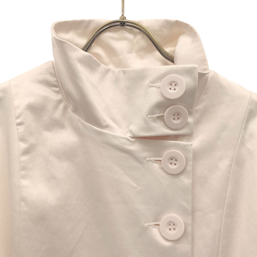 Desigual デシグアル ボタニカル ロゴ刺繍 スタンドカラー コート 36 ホワイト系 裏地付き ストレッチ入り レディース