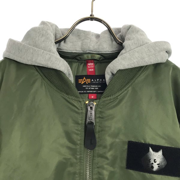 アルファインダストリーズ にゃー コラボ ロゴワッペン MA-1 フライトジャケット M カーキ ALPHA INDUSTRIES INC