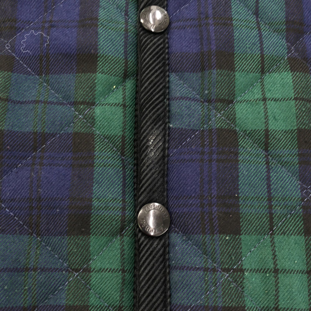 LAVENHAM ラベンハム チェック柄 フード付き キルティングジャケット 36 グリーン×ネイビー メンズ