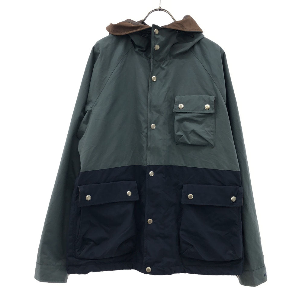 DELICIOUS デリシャス 日本製 ロゴ刺繍 トレース マウンテンパーカー 5 グリーン×ネイビー 裏フリース バックポケット メンズ