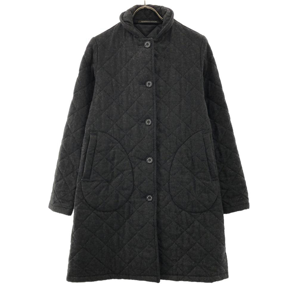 MACKINTOSH SCOTLAND マッキントッシュスコットランド ウール 100% キルティングコート 34 ダークグレー レディース
