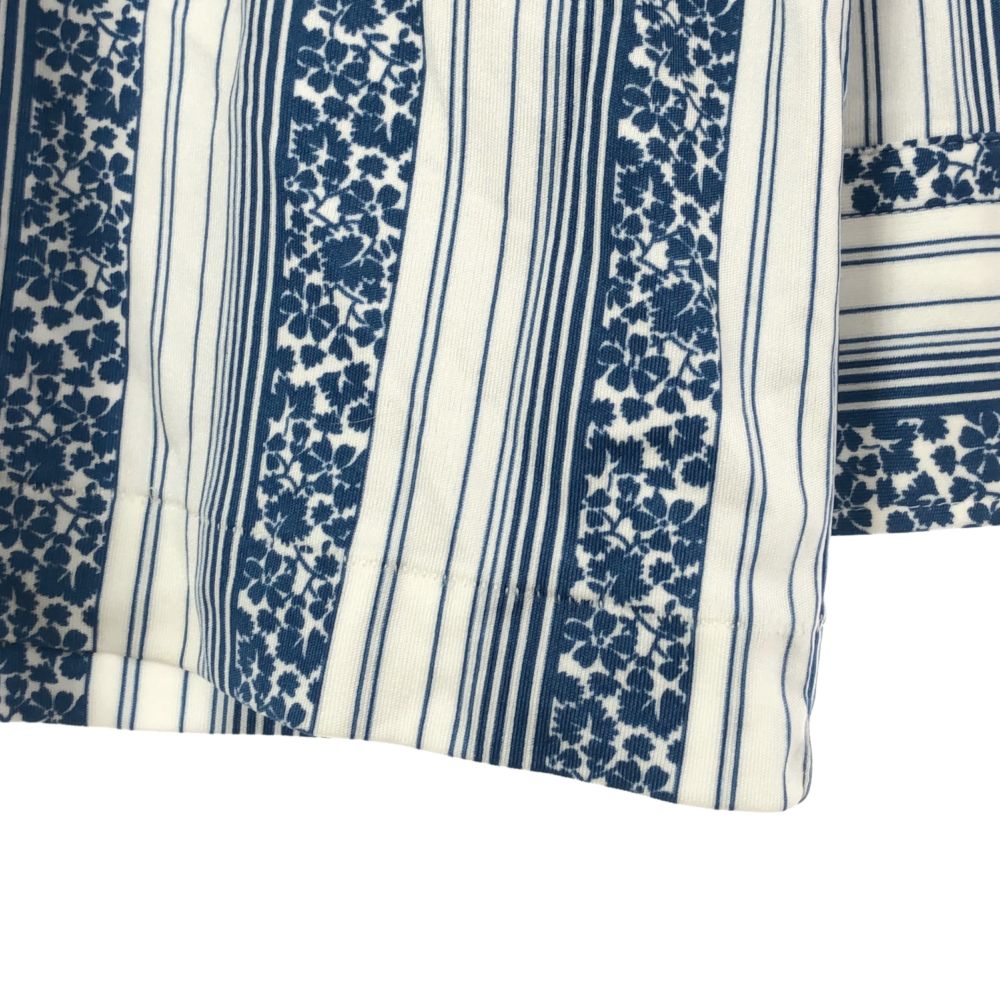 ピール ストライプ 長袖 シャツ M ブルー×ホワイト Peal 花柄 メンズ