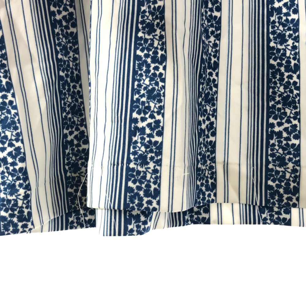 ピール ストライプ 長袖 シャツ M ブルー×ホワイト Peal 花柄 メンズ