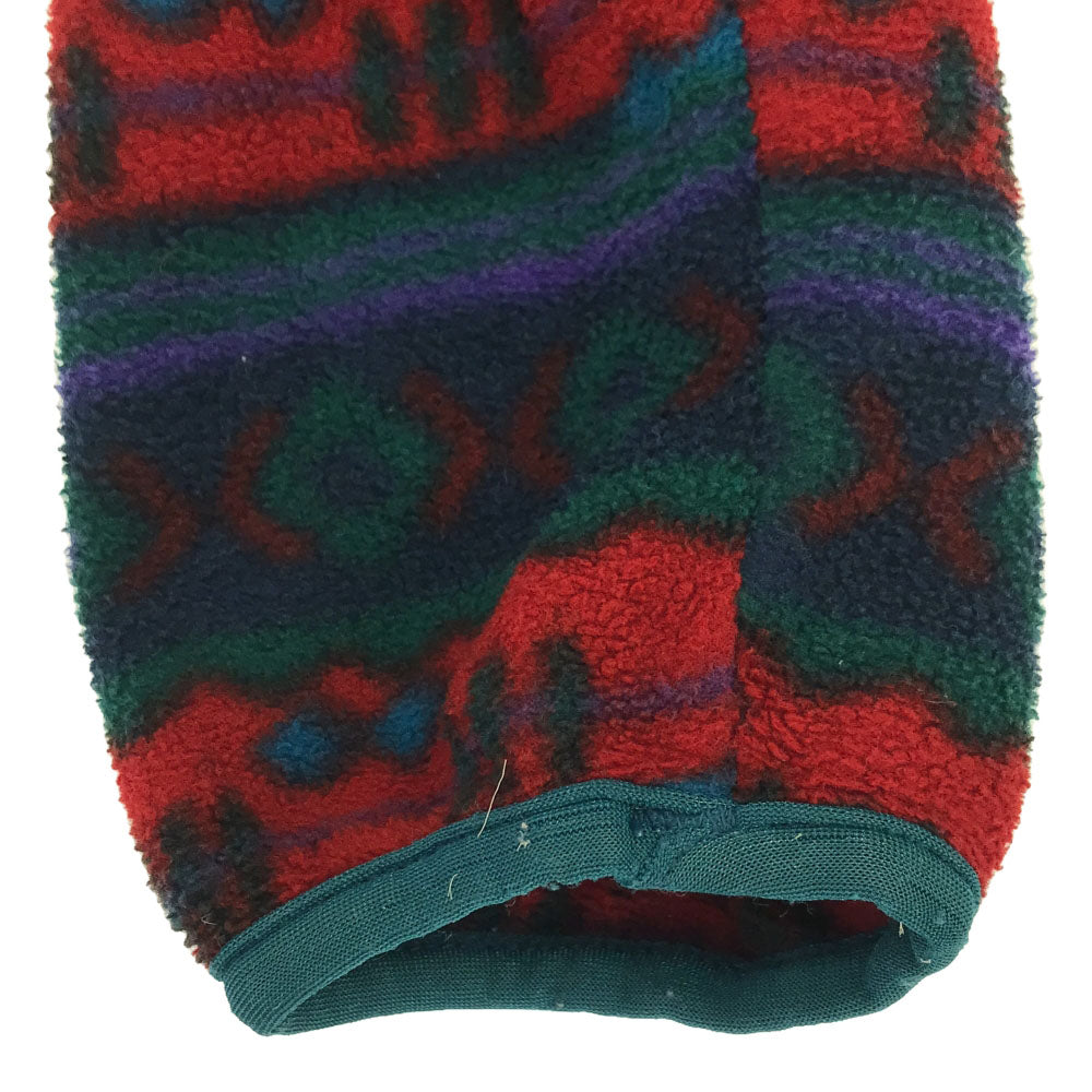 L.L.Bean エルエルビーン 80s ヴィンテージ 総柄 フリースジャケット グリーン×レッド アウトドア メンズ