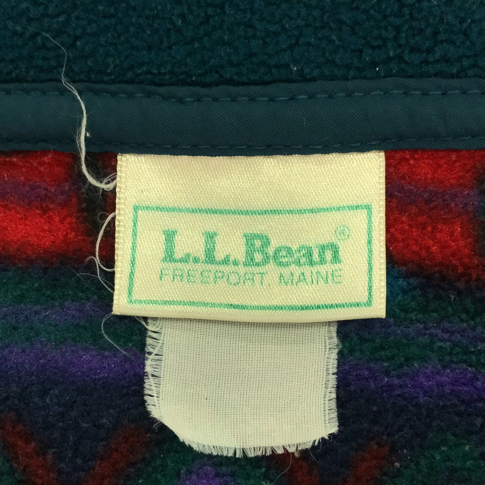 L.L.Bean エルエルビーン 80s ヴィンテージ 総柄 フリースジャケット グリーン×レッド アウトドア メンズ