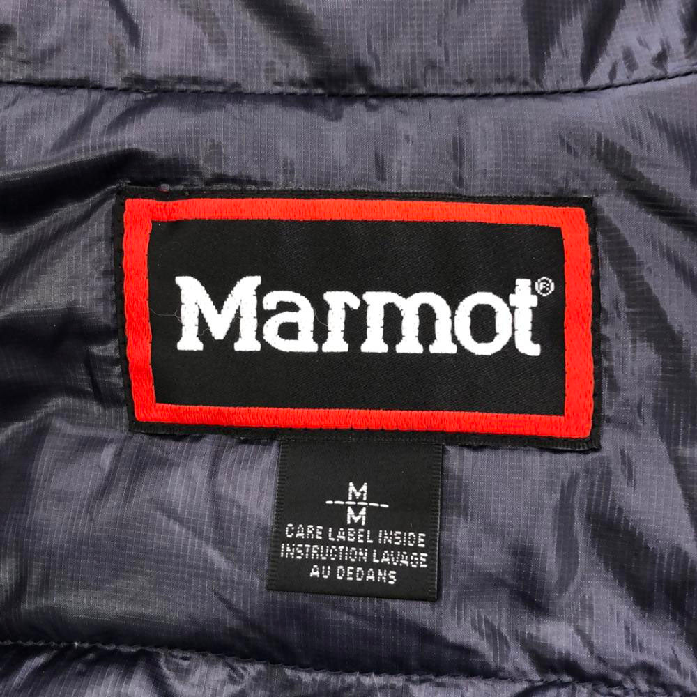 MARMOT マーモット ロゴ刺繍 ダウンジャケット M ネイビー系