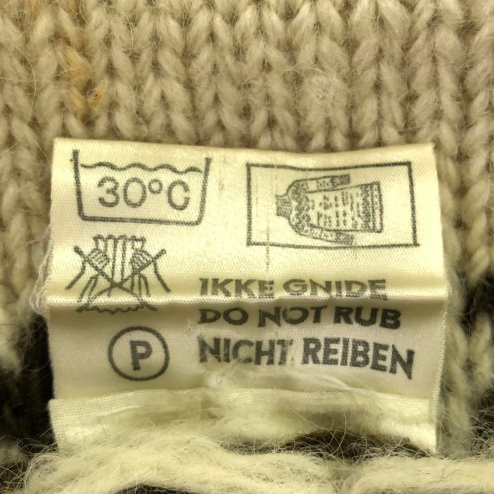 ルノックス 90s ウール オールド 幾何学柄 長袖 モックネック セーター ホワイト×ブラウン ニット メンズ