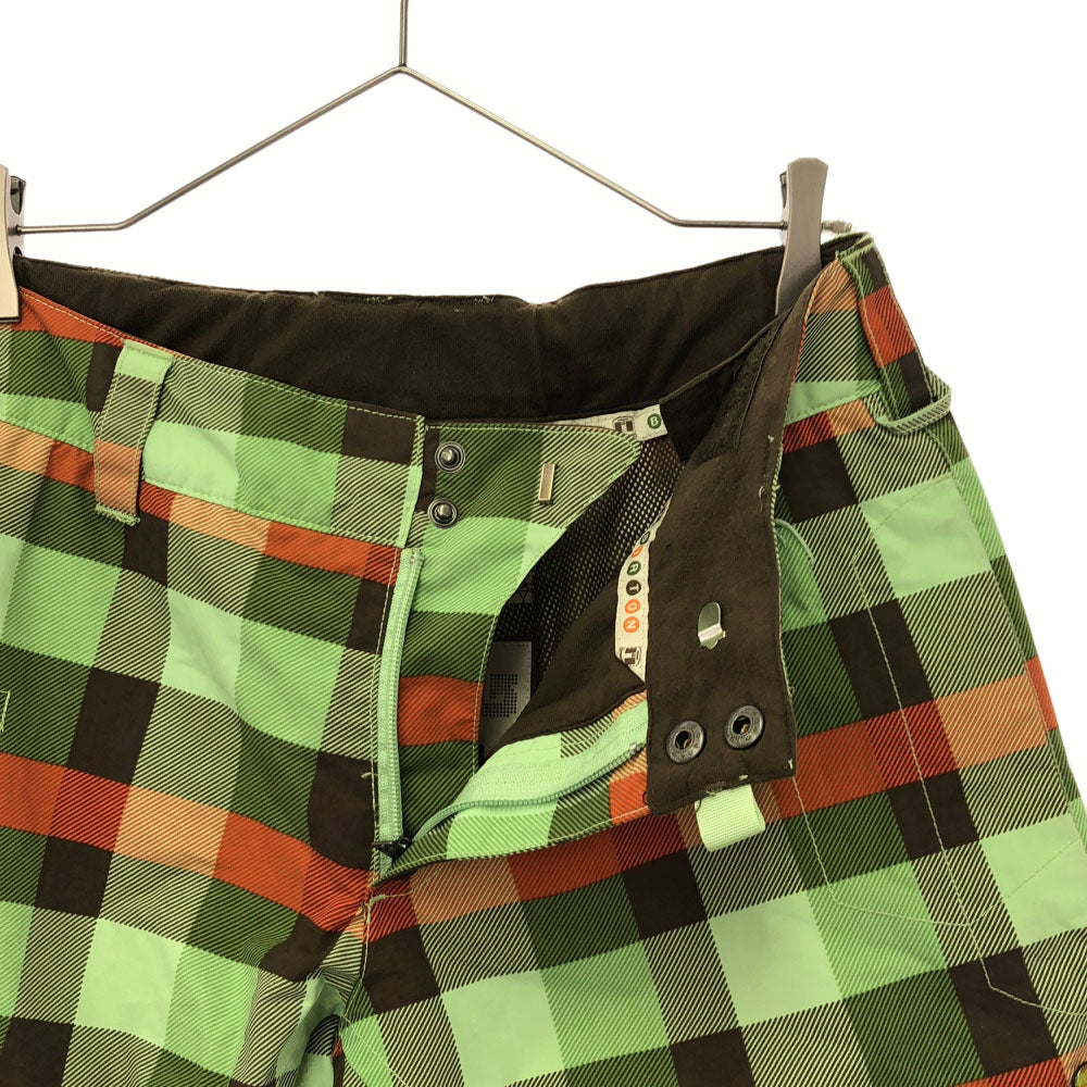 BURTON バートン 刺繍 スノーボード カーゴパンツ S グリーン×オレンジ 裏メッシュ ベンチレーション 裾ファスナー メンズ