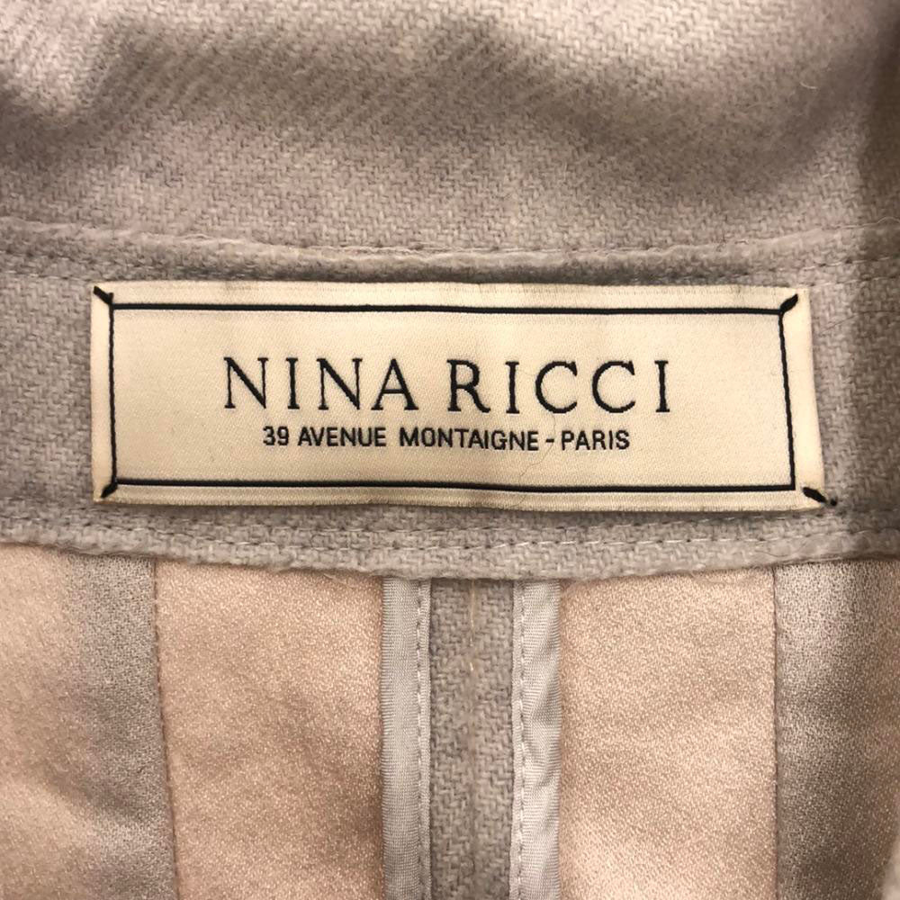 NINA RICCI ニナリッチ ウールブレンド ステンカラーコート 36 ライトグレー ロング レディース