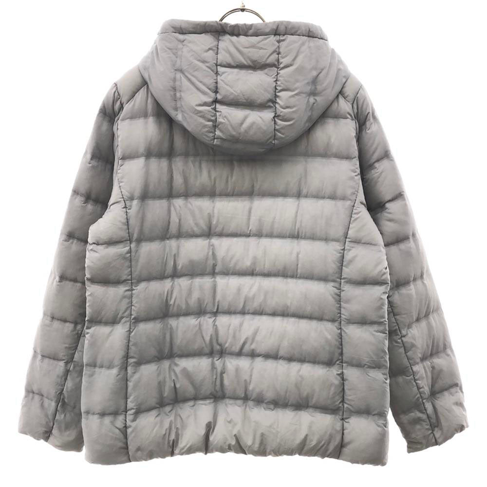 UNIQLO ユニクロ シームレス ダウンジャケット XL ライトグレー フード付き ナイロンジャケット 収納袋付き レディース