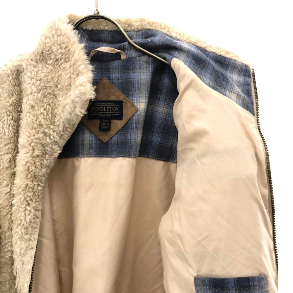 PENDLETON ペンドルトン フルジップ スタンドカラー ボアジャケット S ベージュ 裏地付き メンズ