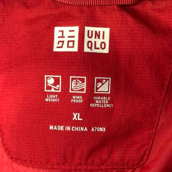 ユニクロ フード付き シームレス ダウンジャケット XL レッド UNIQLO メンズ