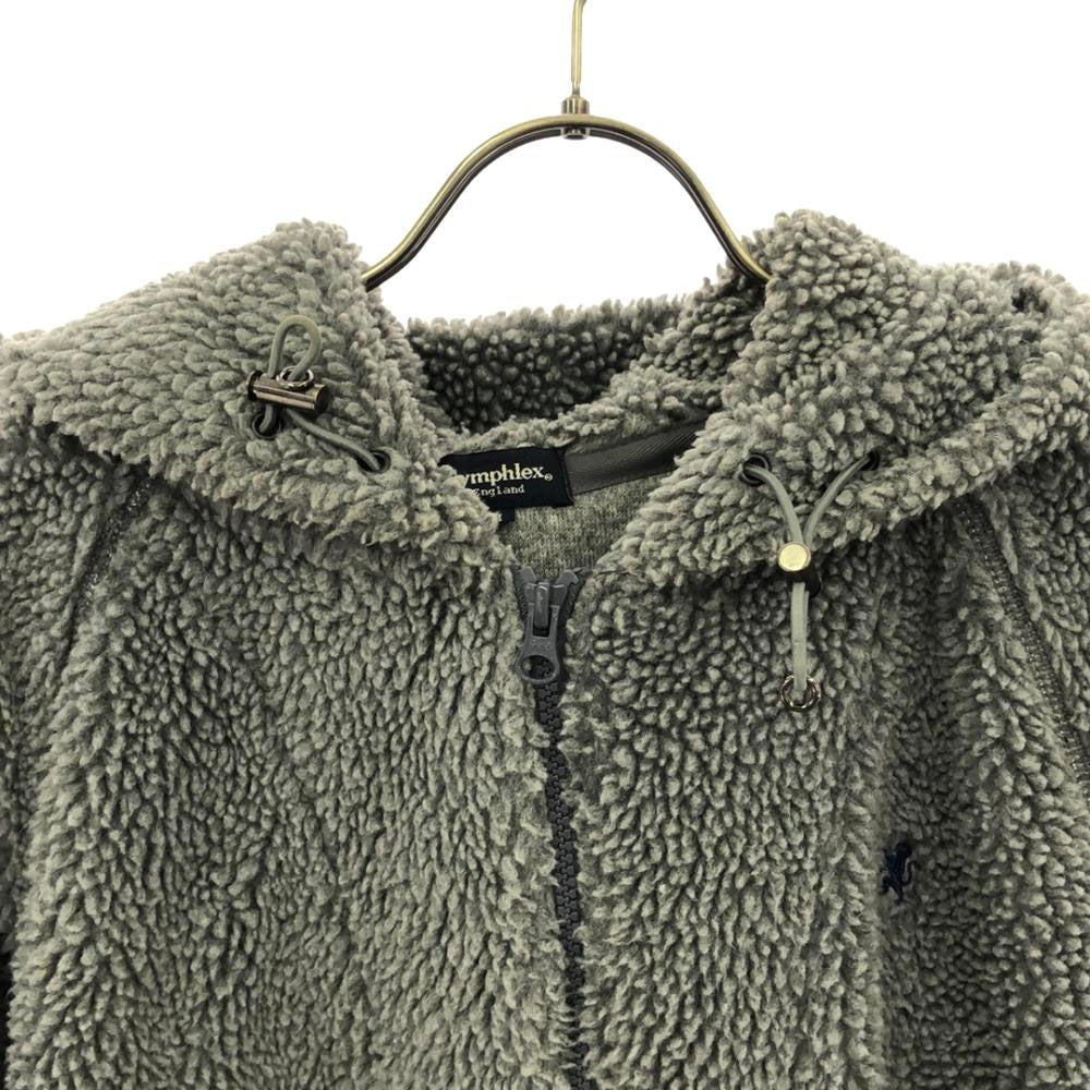 ジムフレックス ロゴ刺繍 フード付き ボア フリースジャケット M グレー GYMPHLEX レディース