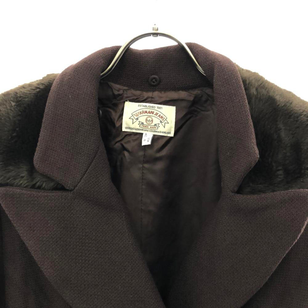 ARMANI JEANS アルマーニジーンズ 90s イタリア製 オールド ウールコート 6 ブラウン レディース