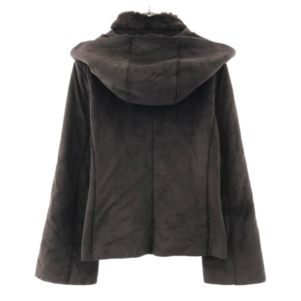 MAX&CO マックスアンドコー イタリア製 フード付き ムートンジャケット 42 ブラウン系 裏フリース レディース