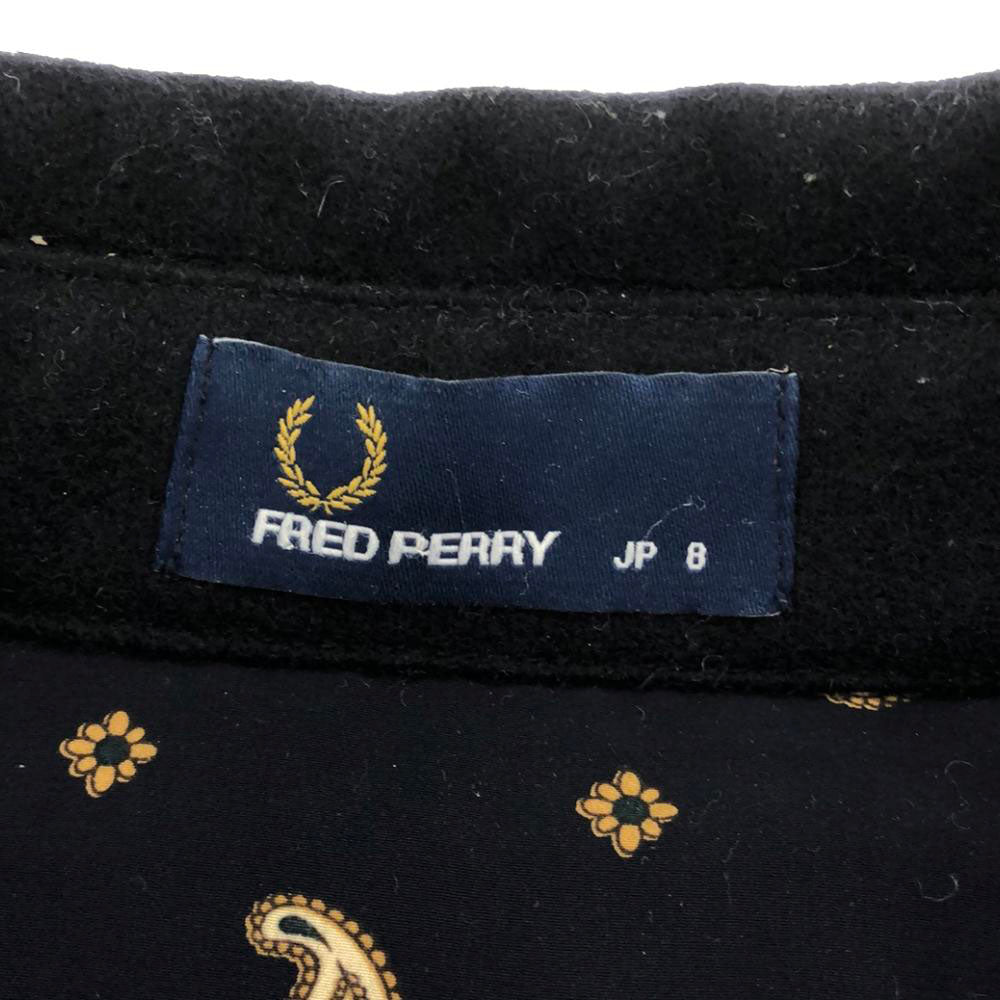 フレッドペリー ウールコート 8 ネイビー FRED PERRY 裏ペイズリー レディース