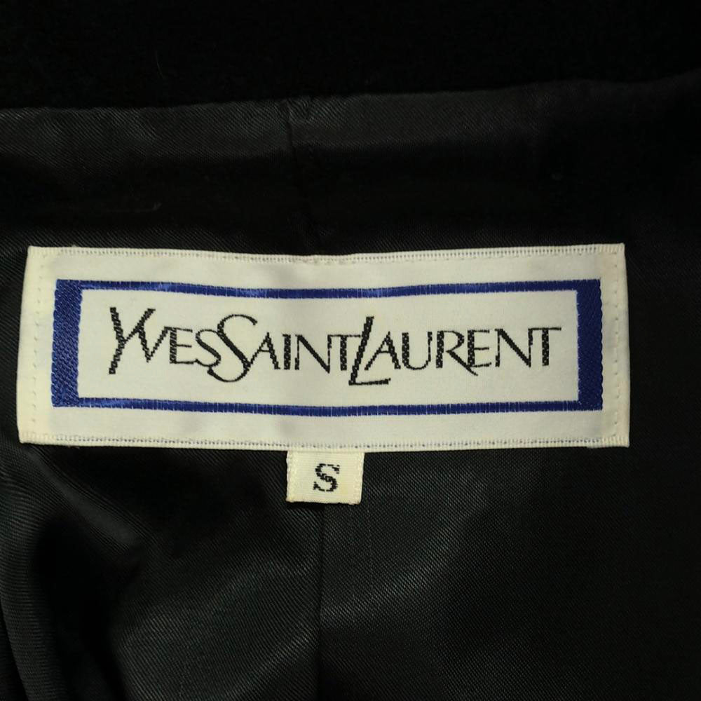 YVES SAINT LAURENT イヴサンローラン 90s ウール オールド ステンカラーコート S ブラック レディース