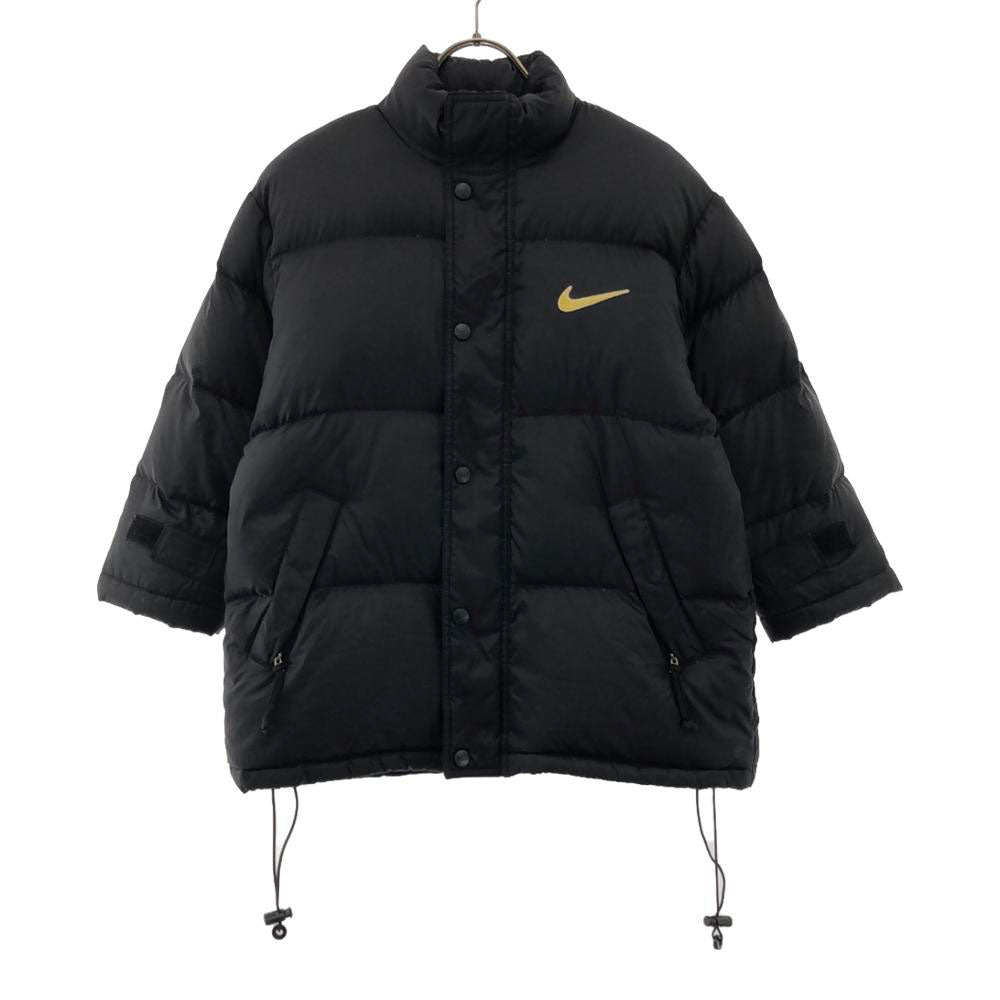 ナイキ 90s 00s オールド 白タグ ロゴ刺繍 ダウンジャケット XS ブラック NIKE キッズ