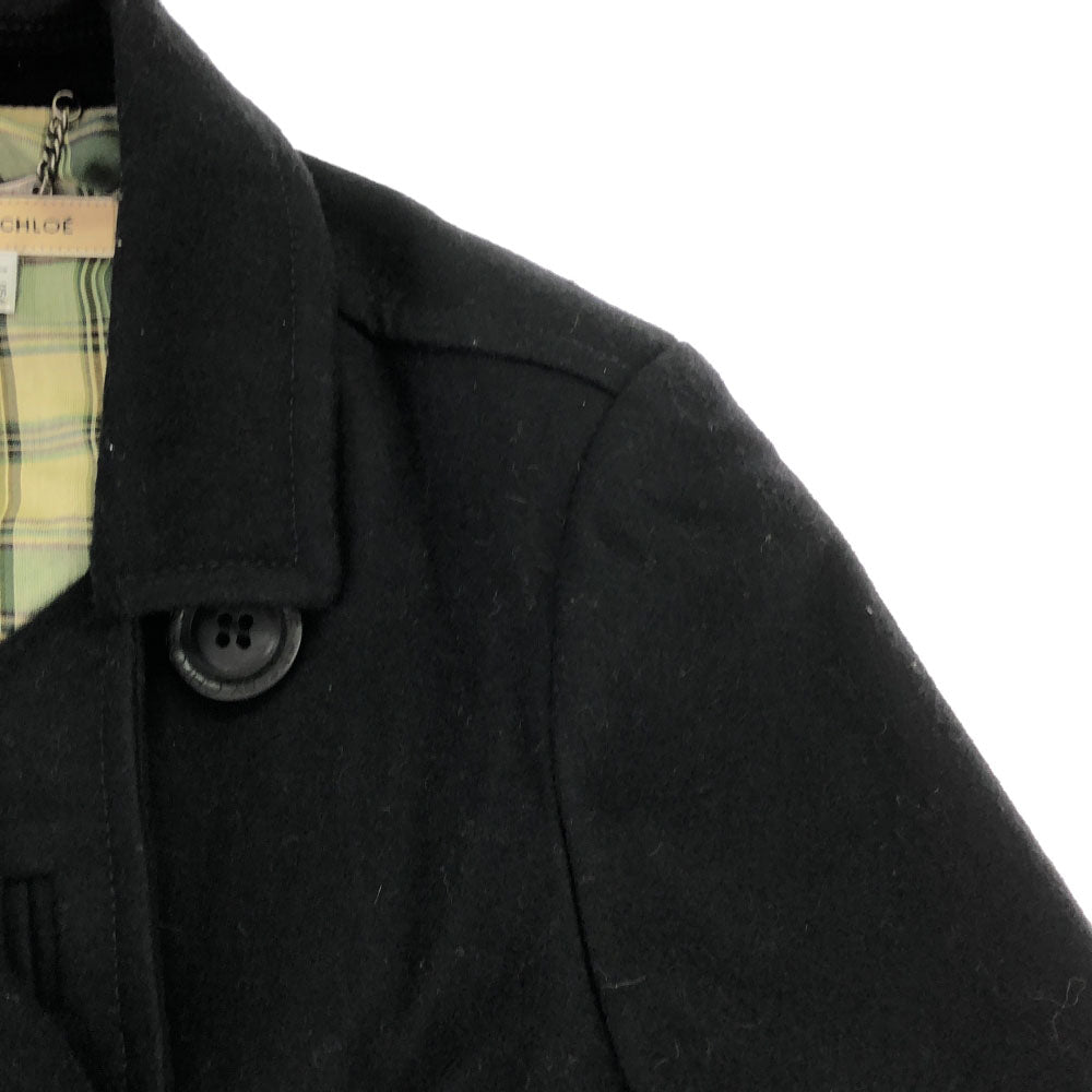 SEE BY CHLOE シーバイクロエ ウールブレンド ピーコート 38 ブラック レディース