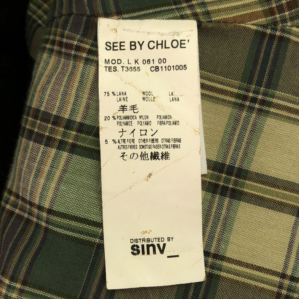 SEE BY CHLOE シーバイクロエ ウールブレンド ピーコート 38 ブラック レディース